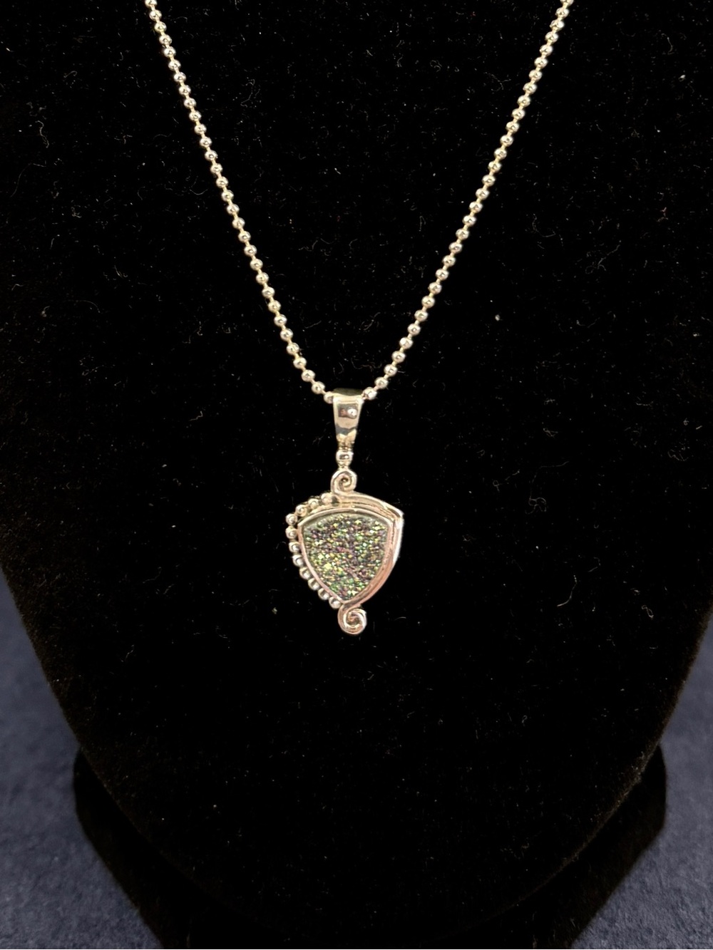 SAJEN Sterling Silver Purple Green Druzy Drusy Pendant Necklace